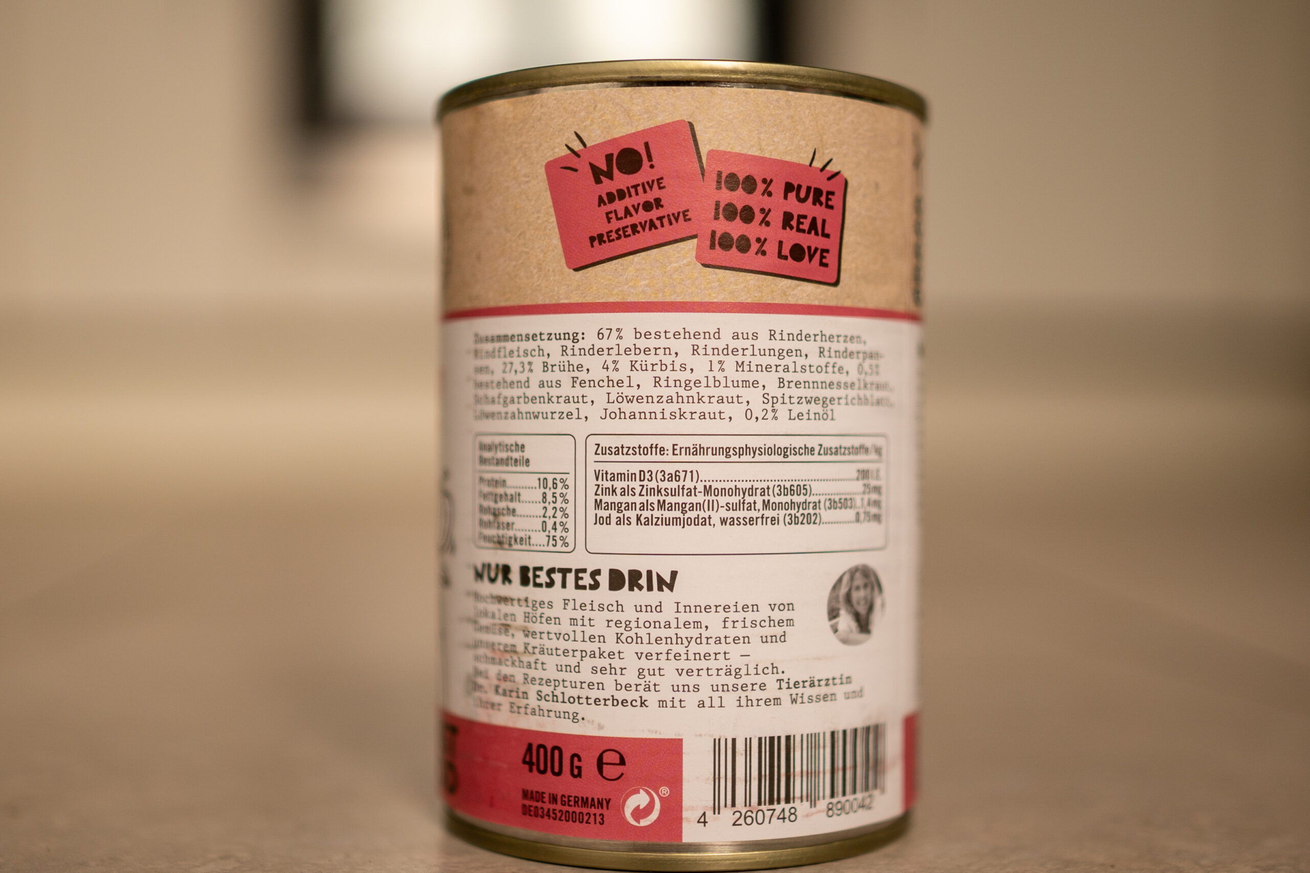 Deklaration Dogs'n Tiger Hundefutter Nassfutter Test Erfahrungen