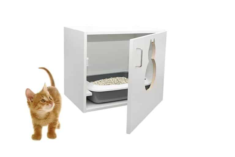 Katzenklo Schrank weiß mit großer Öffnung
